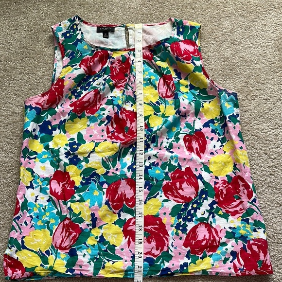 Talbots Sleeveless Cotton Floral Top Red Yellow Pink Women’s 6P - Picture 4 of 6